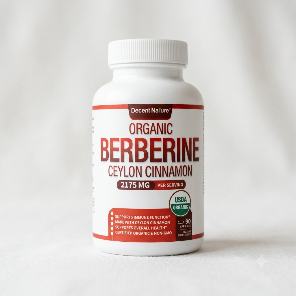 Decent Nature Organic Berberine Ceylon Cinnamon 2175mg - 90 Cápsulas Veganas USDA Organic