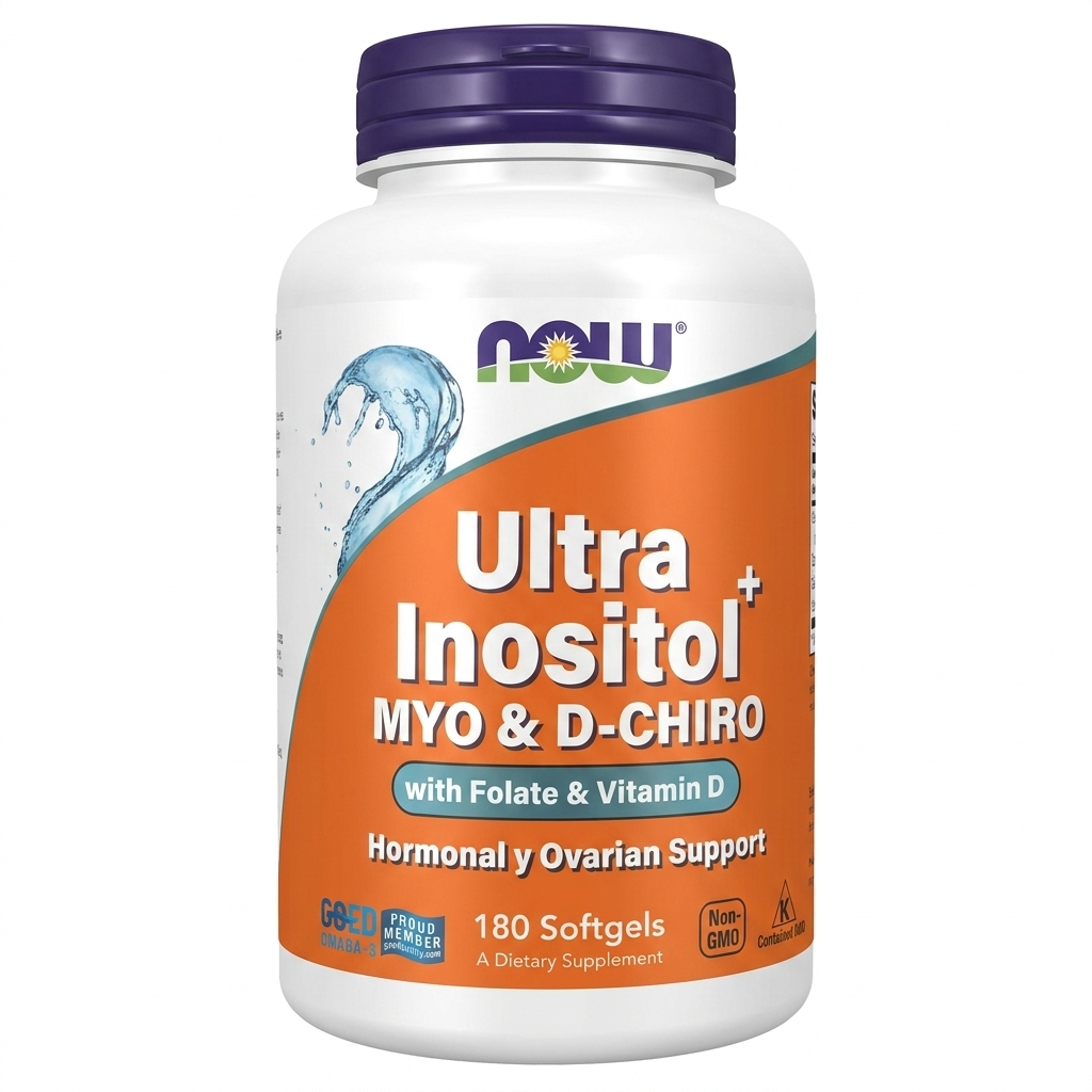 NOW Foods Ultra Inositol+ Myo & D-Chiro 2000 mg con Folato y Vitamina D | 180 Cápsulas Blandas