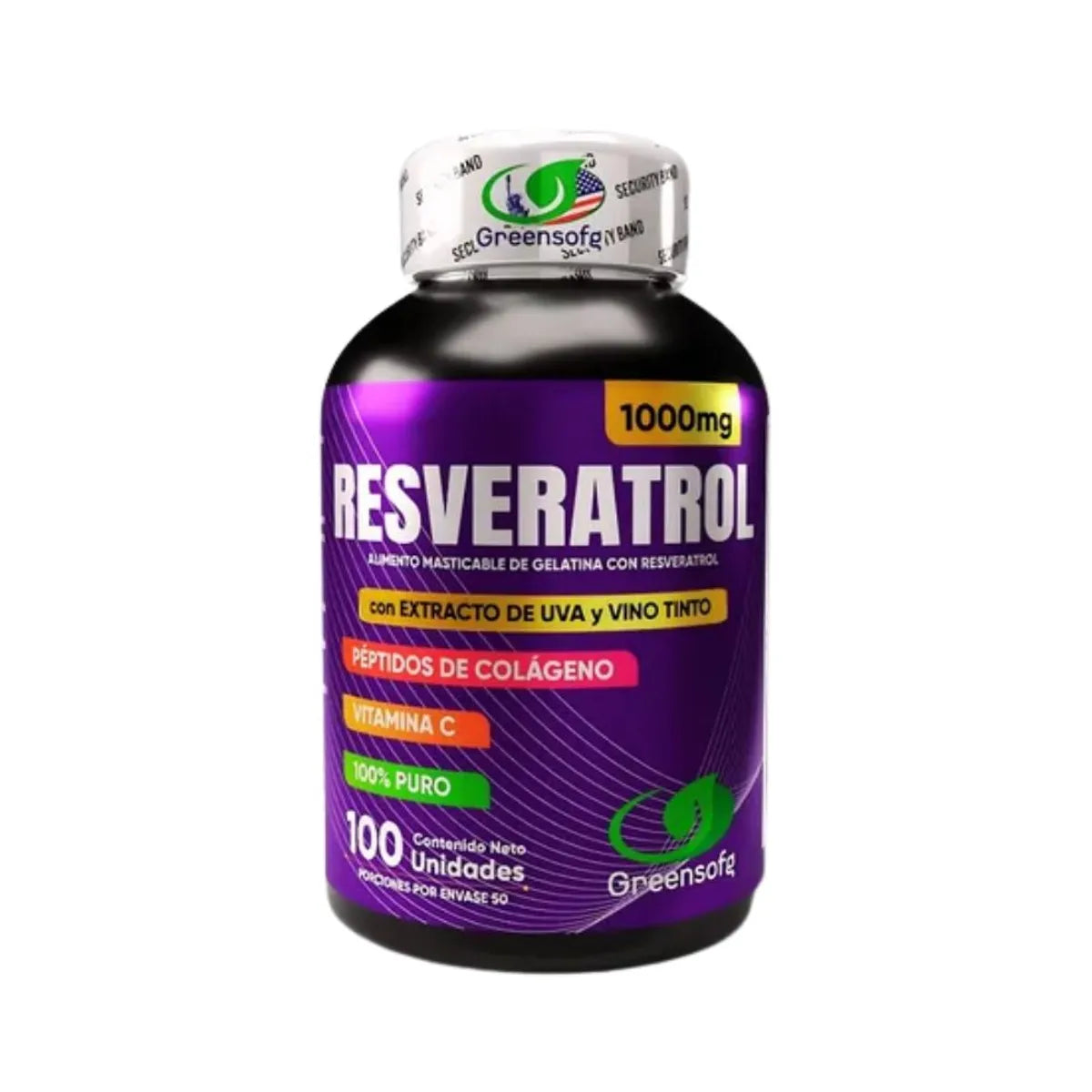 Greensofe Resveratrol 1000mg con Colágeno y Vitamina C - 100 Cápsulas Antioxidante Premium Extracto de Uva y Vino Tinto