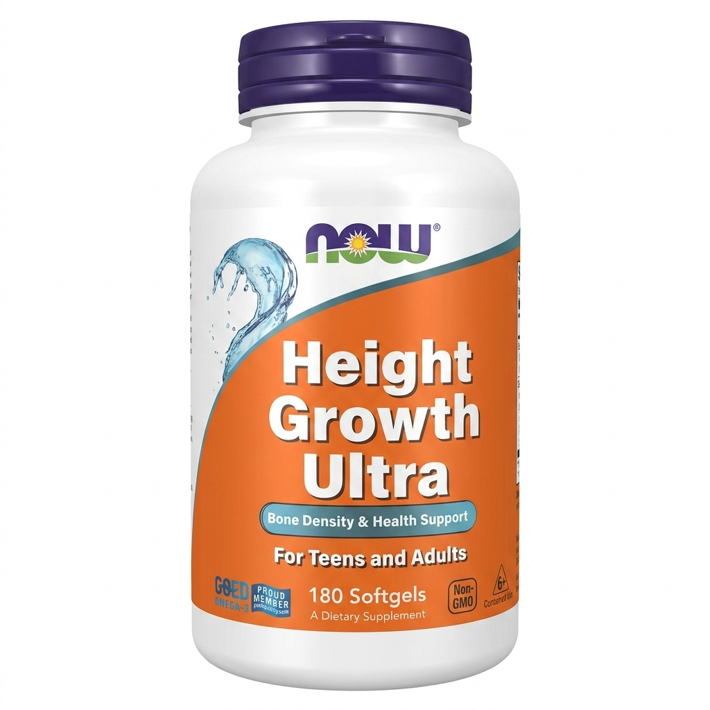 NOW Foods Height Growth Ultra 400 mg – Bone Density & Health Support | 180 Cápsulas Blandas