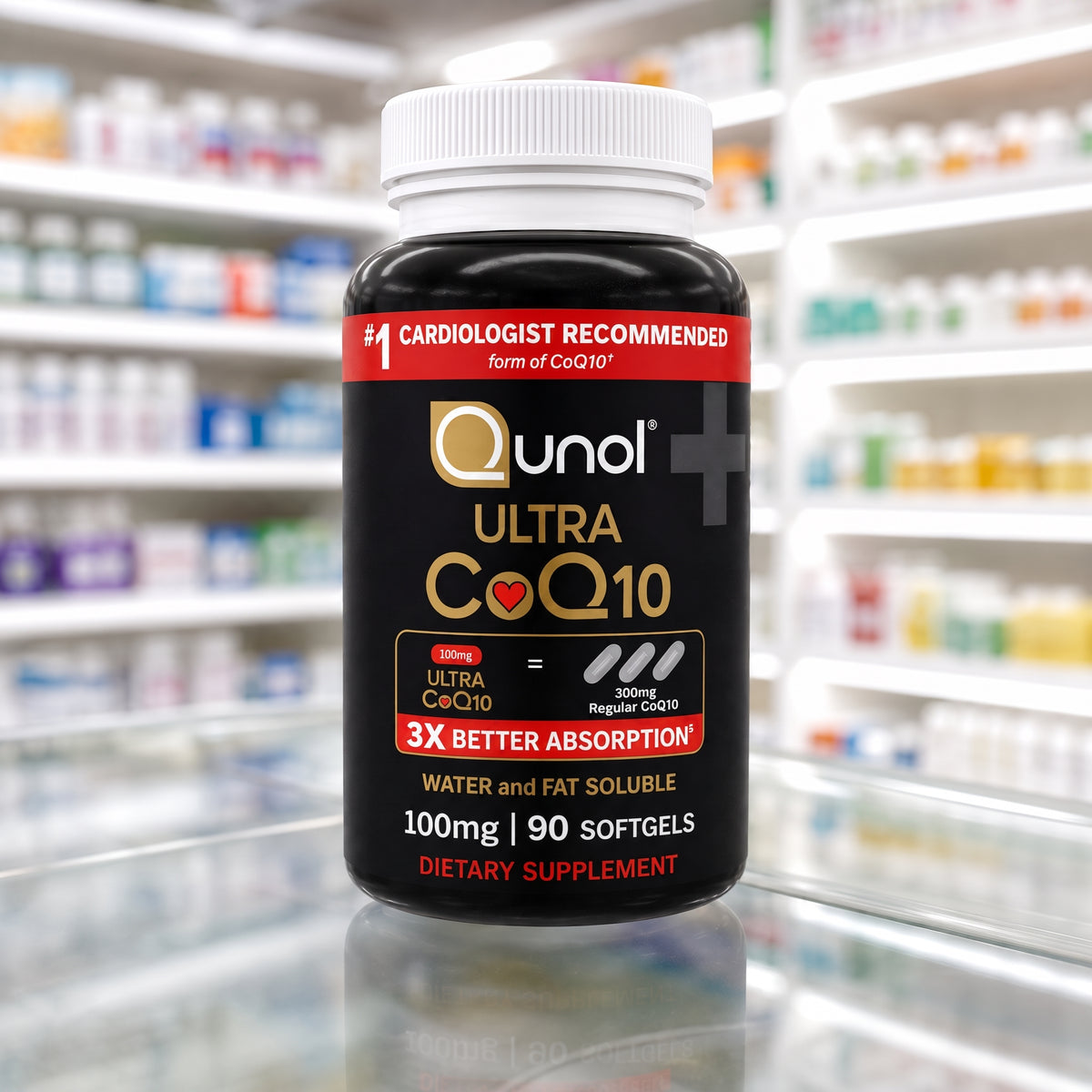 Qunol Ultra CoQ10 100mg - Supplement Facts tabla nutricional Vitamina E Coenzima Q10 USP Grade