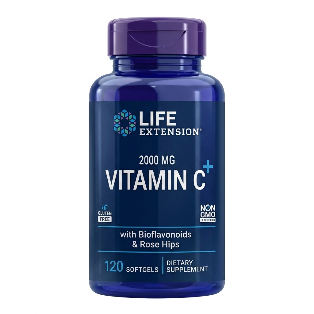 Life Extension Vitamin C+ 2000 mg con Bioflavon y Escaramujos  – 120 Cápsulas Blandas